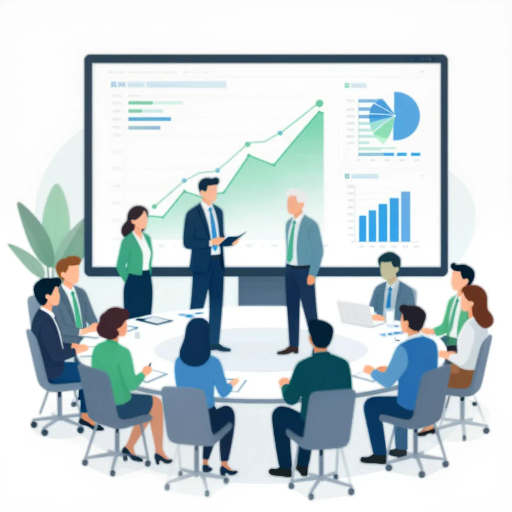 Business-Team analysiert KI-Strategien und Wachstumschancen